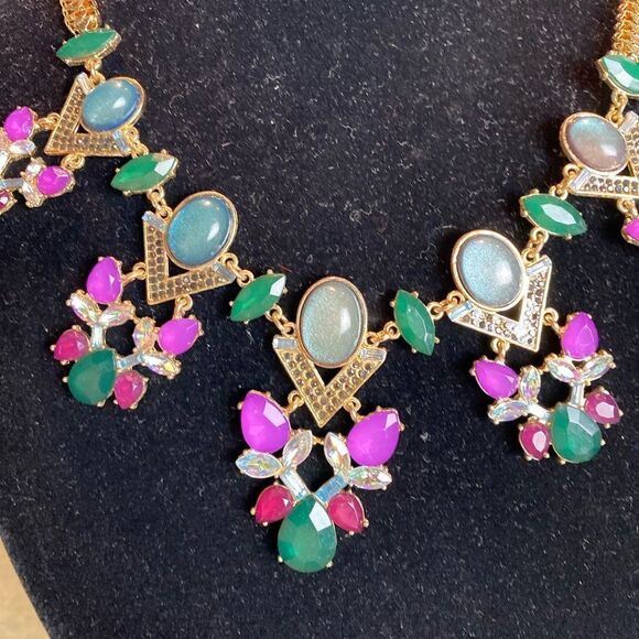 #406 MULTI Stone Pendant Necklace - Picture 2 of 6